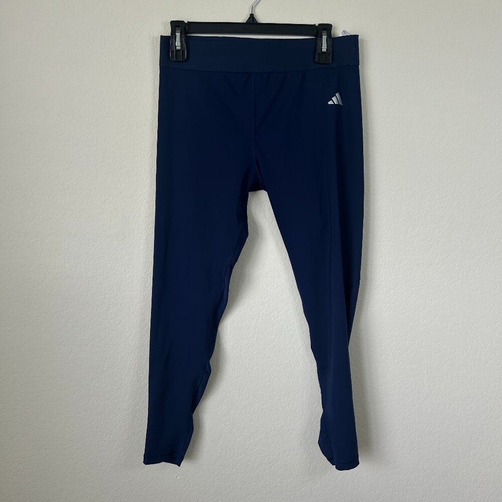 Adidas Pants Womens Large Blue Tech Fit Stretch Mesh Athletic Leggings L